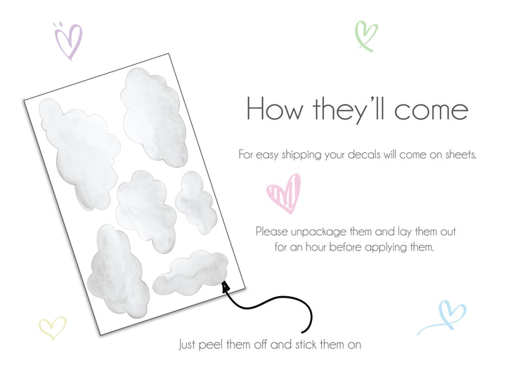 Tree Fairy Wall Stickers With Graceful Butterflies On a White Card Of Clouds And Hearts