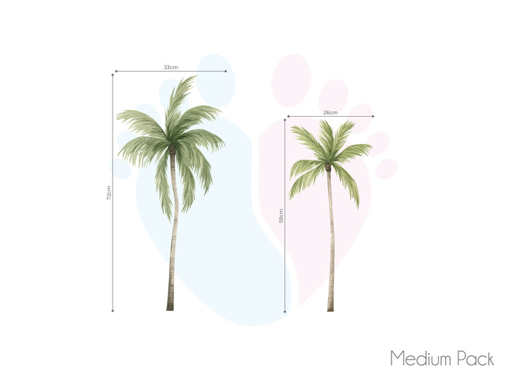 Palm Tree Wall Decals, Size Pack Including Realistic Palm Trees On White Background