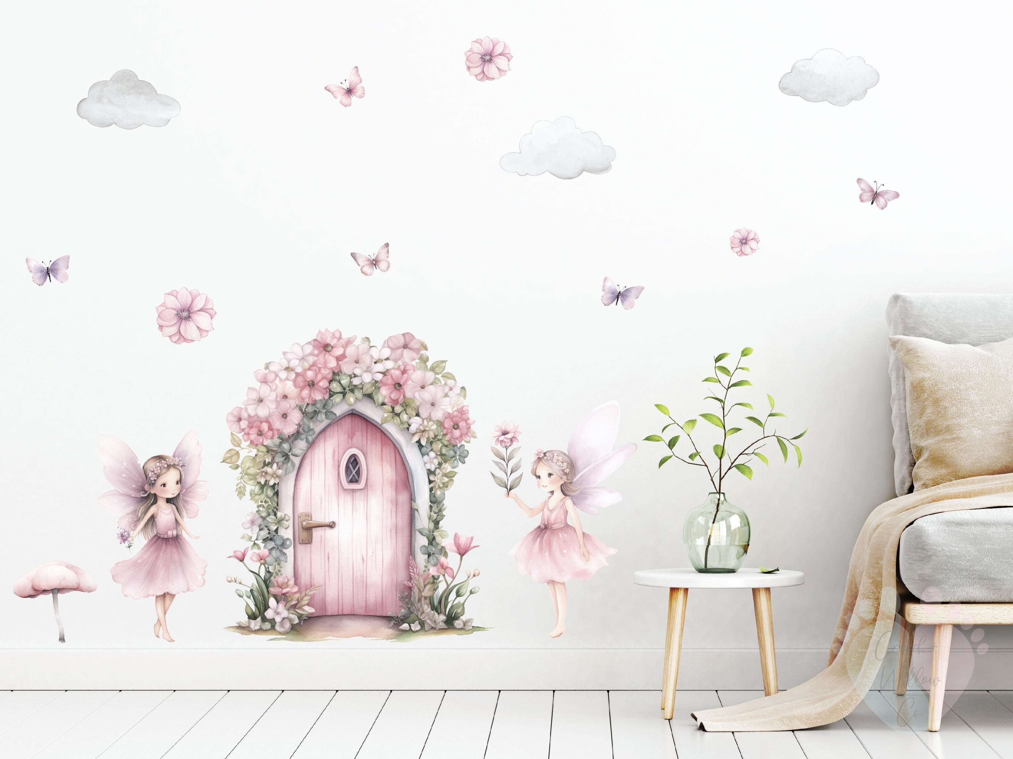 Whimsical Fairy Door Wall Decal | Peelable Fabric for Magical Nursery Walls