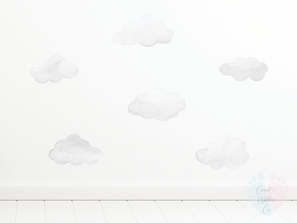 white cloud wall decal in soft matte finish for neutral nursery

