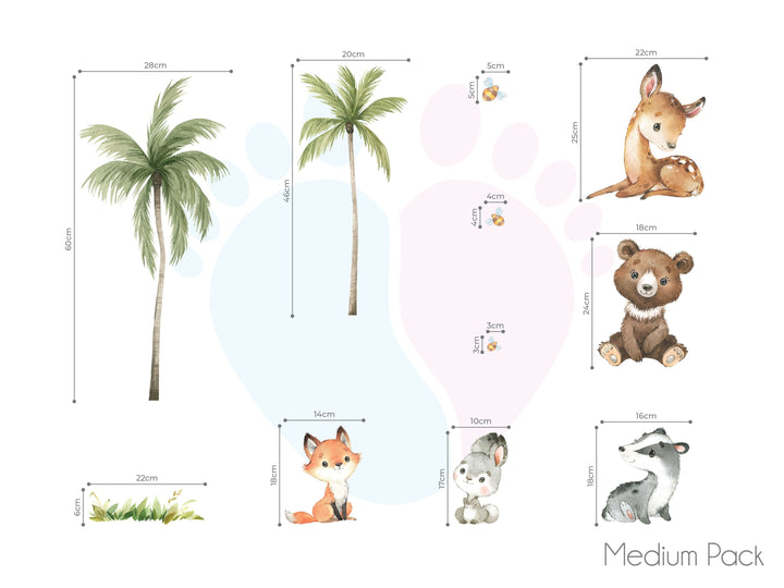 Woodland Animal Wall Decals Featuring Medium-sized Wall Stickers In Playful Designs