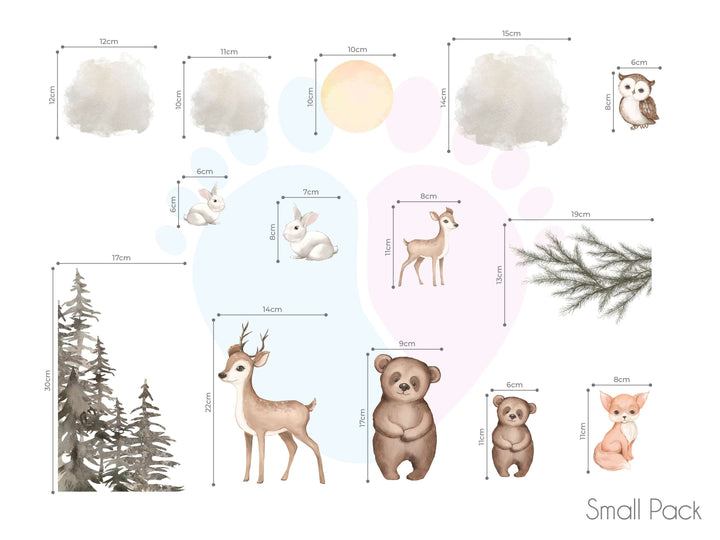 Woodland Wall Stickers Featuring a Deer, Bear, And Trees Decal On a Wall